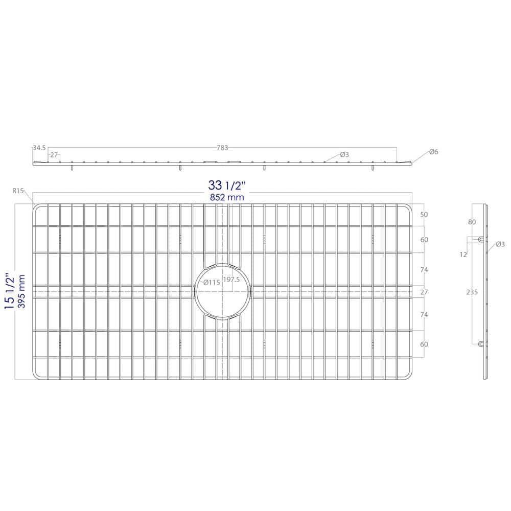 Brushed Stainless Steel Kitchen Sink Grid with Plastic Feet