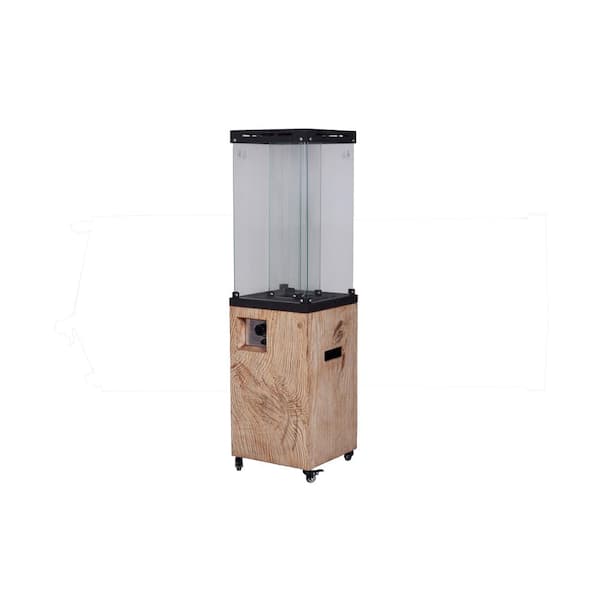 Boyel Living 40,000 BTU 360-Degree Fire View Terrafab Base with Windproof Glass Top Liquid Propane Patio Heater, Light Brown