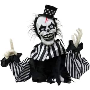 20 in. Battery Operated Poseable Groundbreaker Clown with Red LED Eyes Halloween Prop