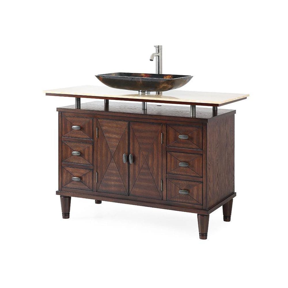 Verdana 48" Dark Brown Wood Bathroom Vanity with Yellow Marble Top