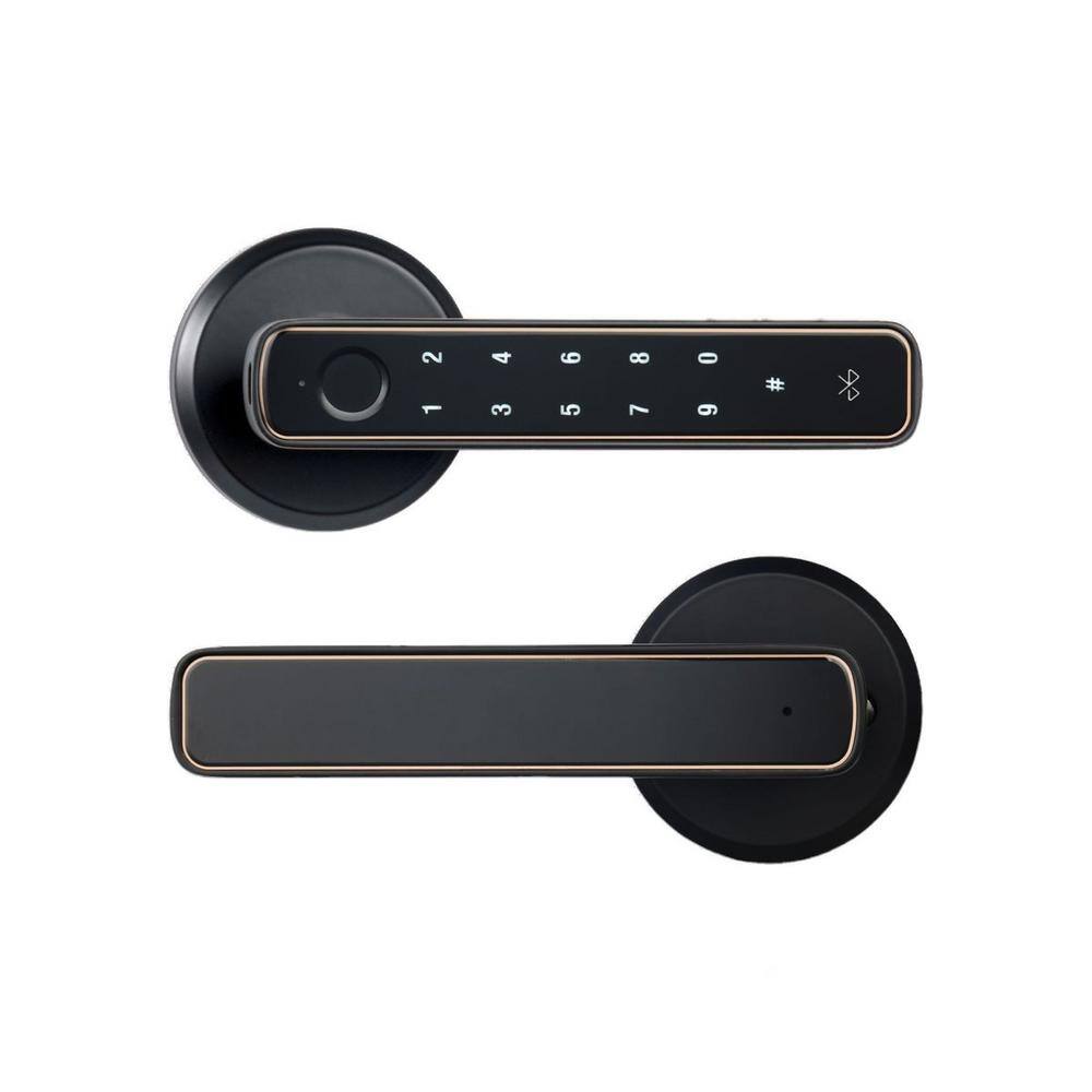 Lukyamzn Black Smart Fingerprint Door Lock with App Control and Key