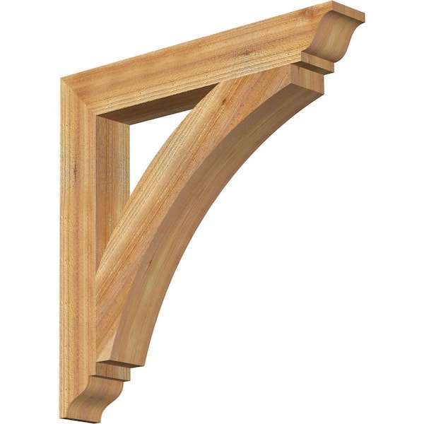 Ekena Millwork 4 in. x 28 in. x 28 in. Western Red Cedar Thorton Traditional Rough Sawn Bracket
