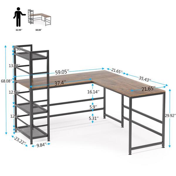 Tribesigns 21.65-in H 4 Tier 9 Pair Rustic Brown and White Wood