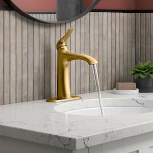 Easmor Single-Handle Single Hole Bathroom Faucet in Vibrant Brushed Moderne Brass