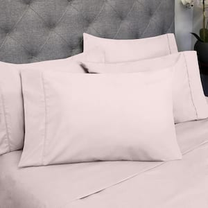 1500 Supreme Series 7-Piece Pale Pink Solid Color Microfiber Split King Sheet Set