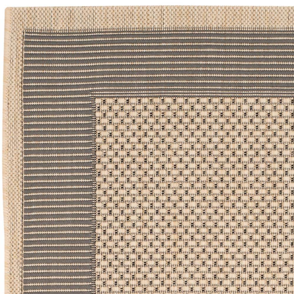 Elegant Grey and Cream Indoor/Outdoor Synthetic Area Rug, 2' x 3'7"