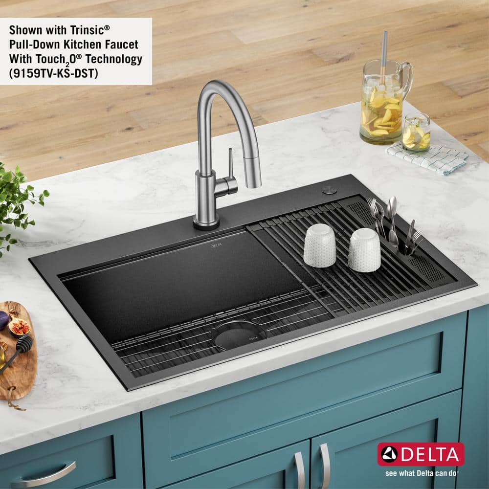 Delta Black Stainless Steel 33" Single Bowl Drop-In Kitchen Sink
