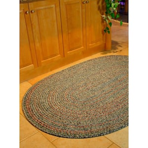 Winslow Burgundy Red Multicolored 2 ft. x 3 ft. Oval Indoor/Outdoor Braided Area Rug
