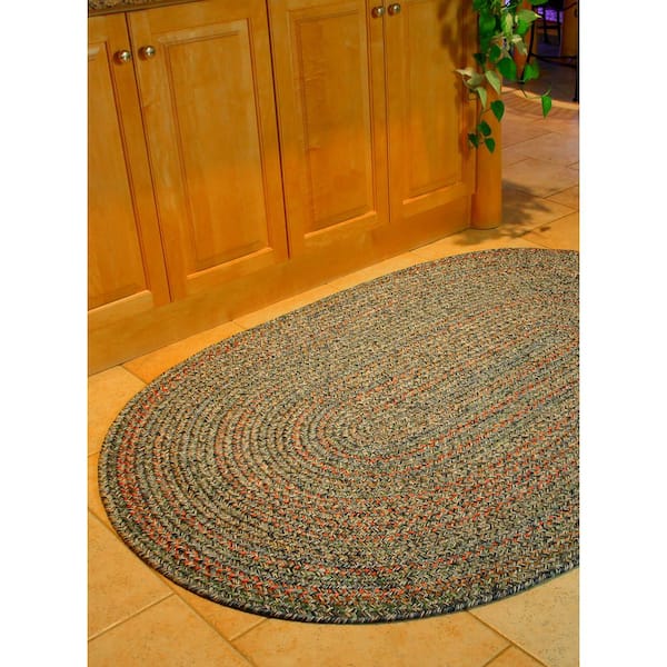 Winslow Moss Green Multicolored 2 ft. x 3 ft. Oval Indoor/Outdoor Braided Area Rug