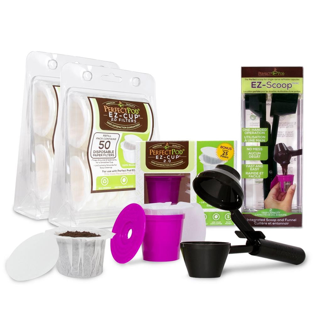 Perfect Pod Ez-cup Stainless Steel 2.0 Value Bundle With Ez-scoop And 25  Disposable Paper Filters : Target