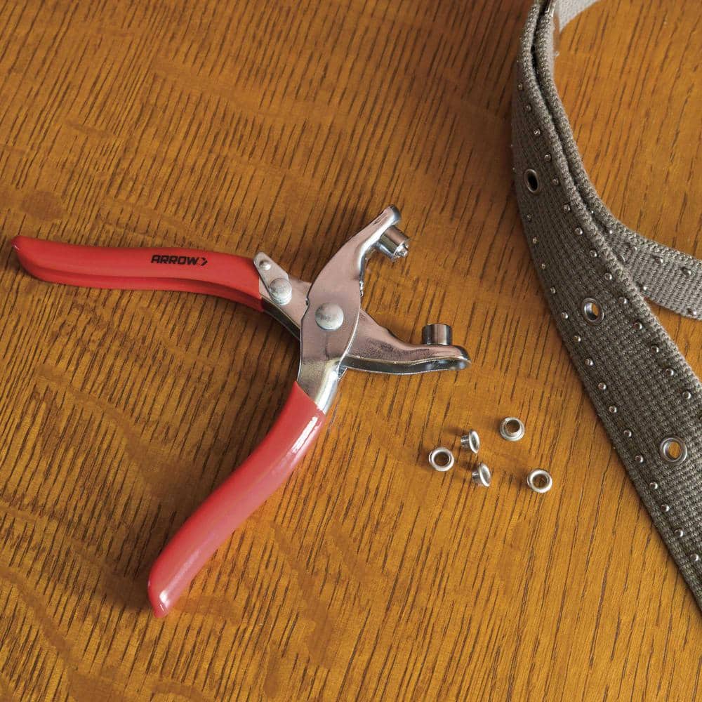 Ergonomic Red Handle Steel Eyelet Plier Kit with Multicolored Eyelets