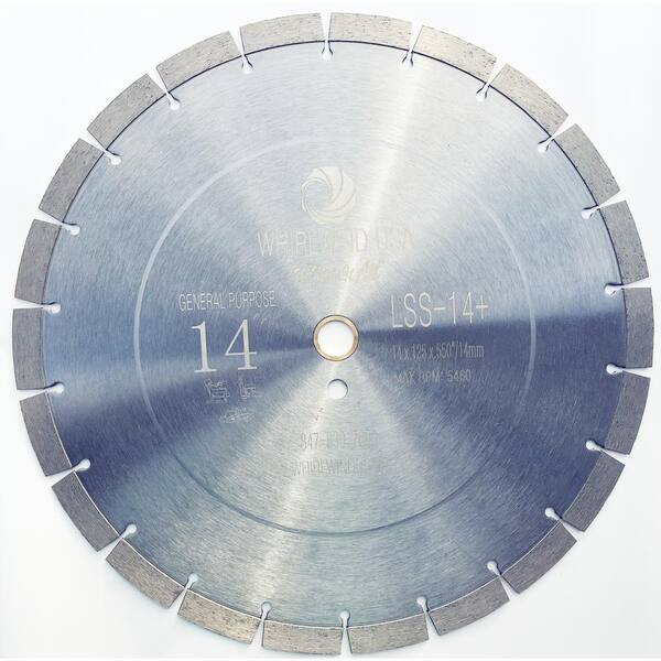 Whirlwind USA 14 in. 22-Teeth High Segmented Diamond Saw Blade for Dry or Wet Cutting Concrete Stone Brick and Masonry