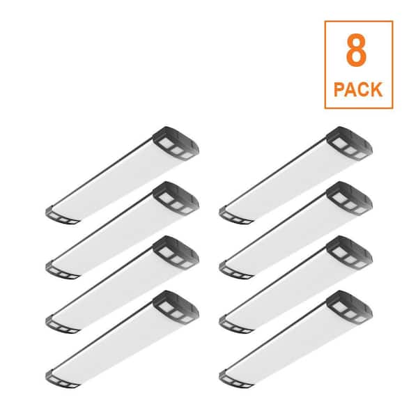 8-Pack NUDECO 4 ft. x 10 in. 5000 Lumens, Integrated LED Dimmable Black Wraparound Light, Selectable 3000K 4000K 5000K