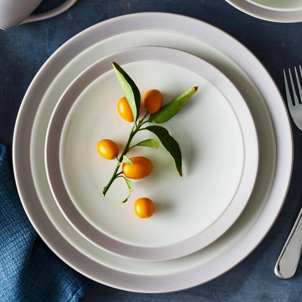 Sand Ceramic 4-Piece Breakfast Bowl and Plate Set