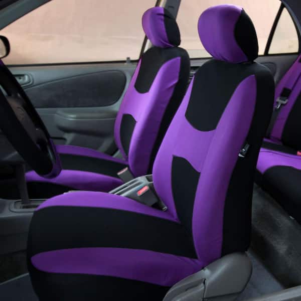 Light and Breezy Fabric 21 in. x 21 in. x 2 in. Full Set Seat Covers with Steering Wheel Cover and 4-Seat Belt Pads