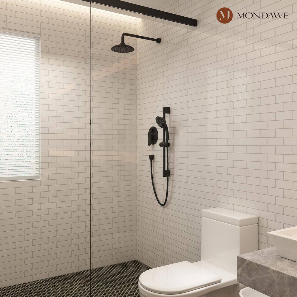 Matte Black Adjustable Multi-Head Rain Shower System with Handheld