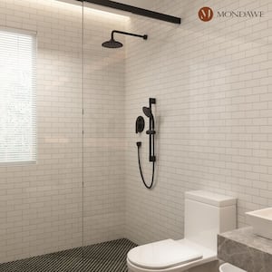 Retro Series 3-Spray Patterns with 1.8 GPM 8 in. Rain Wall Mount Dual Shower Heads with Handheld in Matte Black