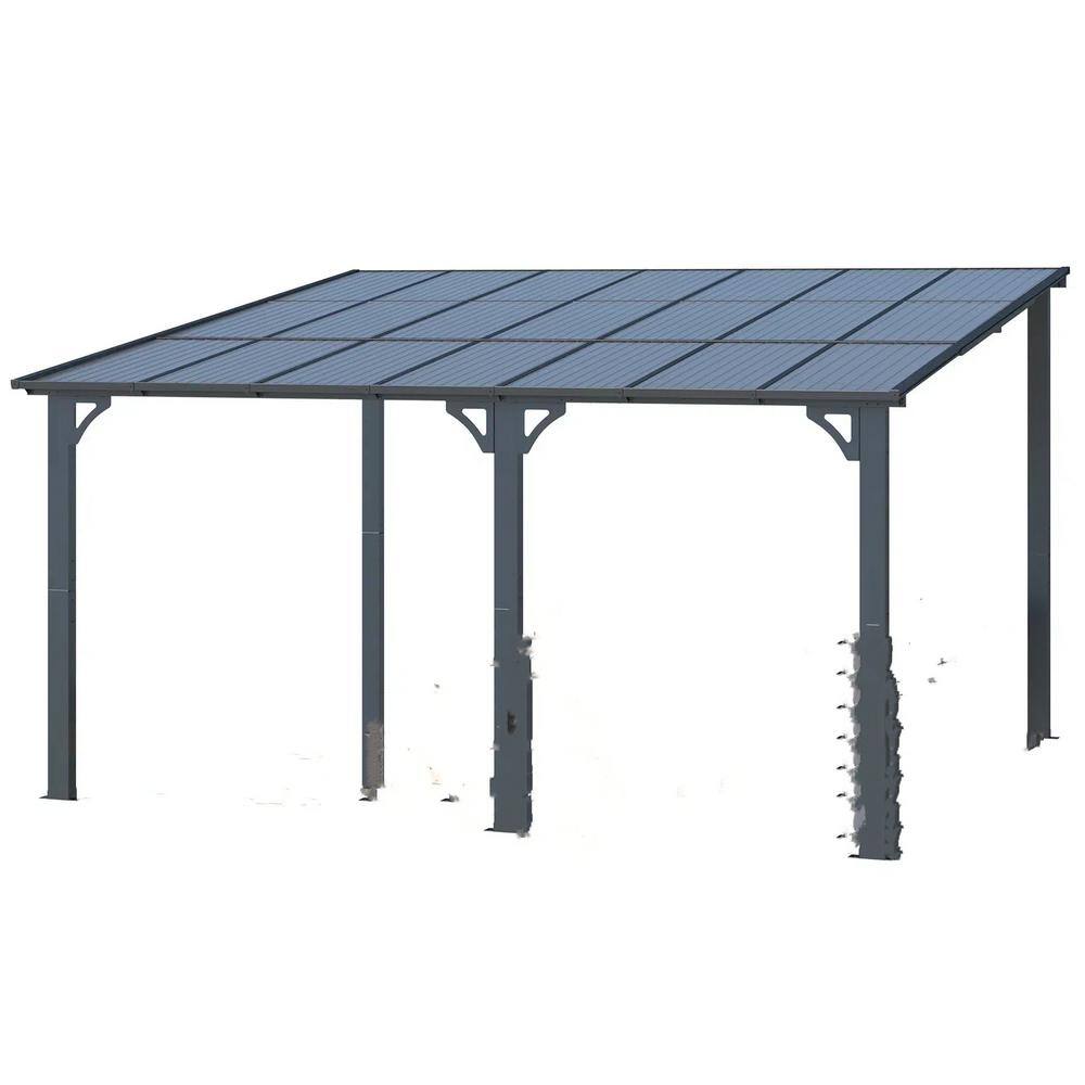 Reviews For AECOJOY 16 Ft. X 12 Ft. Dark Gray Aluminum Patio Cover | Pg ...