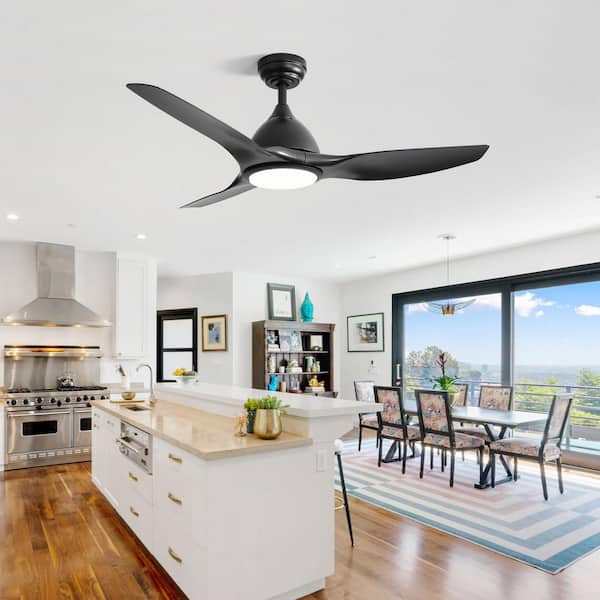 Byteany 52 in. Indoor Black Ceiling Fan with Light, 3 ABS Blades, Dimmable, Reversible DC Motor, 3 Colors Adjustable and Remote