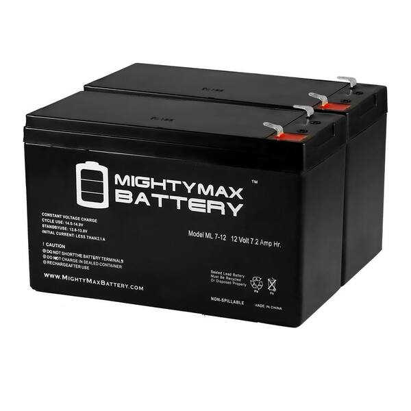MIGHTY MAX BATTERY ML7-12 - 12V 7.2AH Replacement UPS Battery for APC Back-UPS 550 BE550G - 2 Pack
