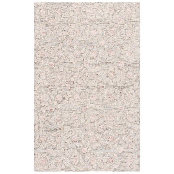 Ebony 3 ft. x 5 ft. Beige/Rust Abstract Floral Area Rug