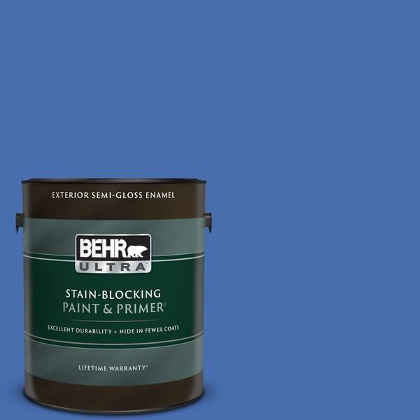 BEHR ULTRA 1 gal. #PPU15-05 New Age Blue Semi-Gloss Enamel Exterior Paint & Primer