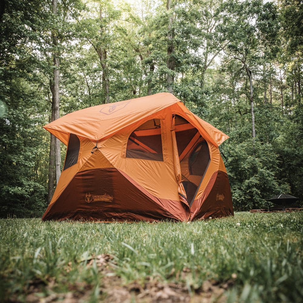 Gazelle 4-Person Orange Polyester Camping Tent with Carry Bag