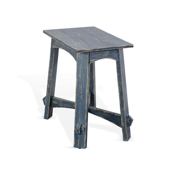 Benjara 24 in. Blue Rectangle Wood End Table with 4 Legs Base