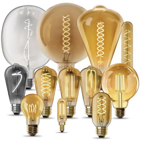 Feit Electric 60 Watt Equivalent G30 Dimmable Cage Filament Amber Glass E26 Vintage Edison LED Light Bulb Warm White G3060 VG LED HDRP The Home Depot