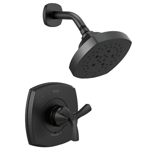 Delta Stryke 1-Handle Wall Mount 5-Spray Shower Faucet Trim Kit in Matte Black (Valve not Included)