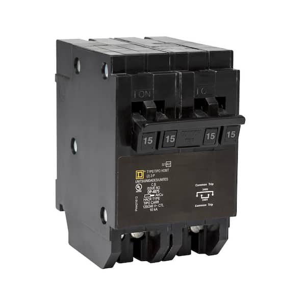Square D Homeline 2-15 Amp 2-Pole Quad Tandem Circuit Breaker