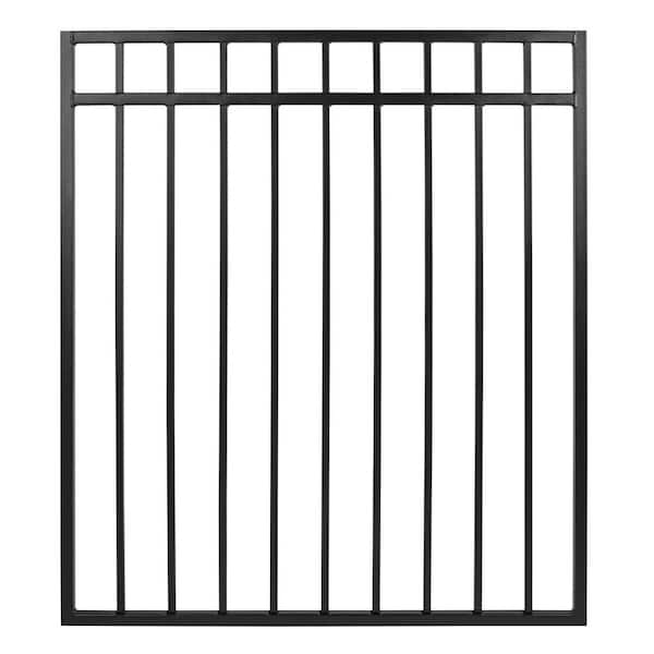 NUVO IRON 3.75 ft. x 3.83 ft. Coral Profile Black Iron Flat Top Fence Gate