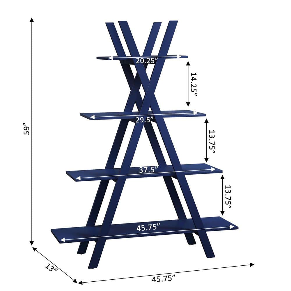 Oxford White 4-Tier Open Concept Ladder Bookshelf