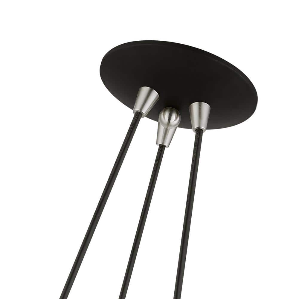 Piedmont Black and Brushed Nickel 3-Light Globe Pendant
