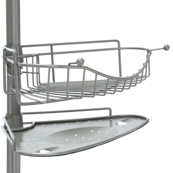 Chrome Shower Caddy with 4 Shelves, Zenna Home Tension Pole with Brushed  Nickel Accents 