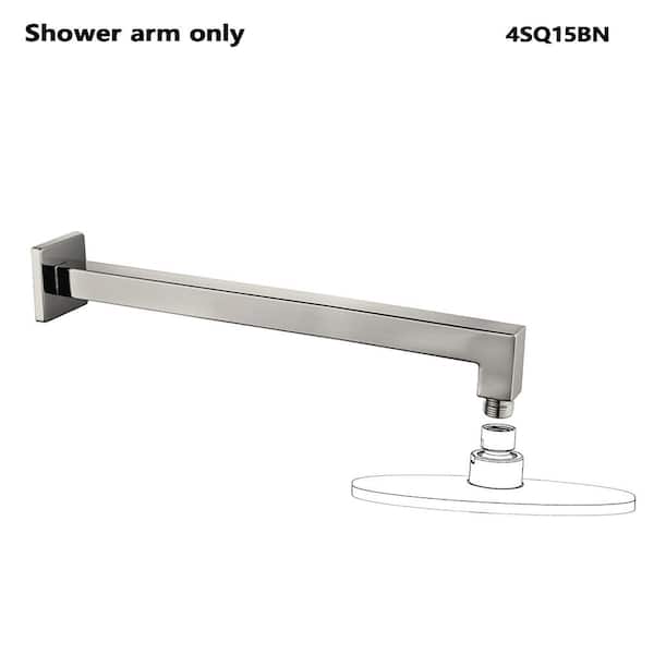 15 in. Square Shower Arm, Brusehd Nickel