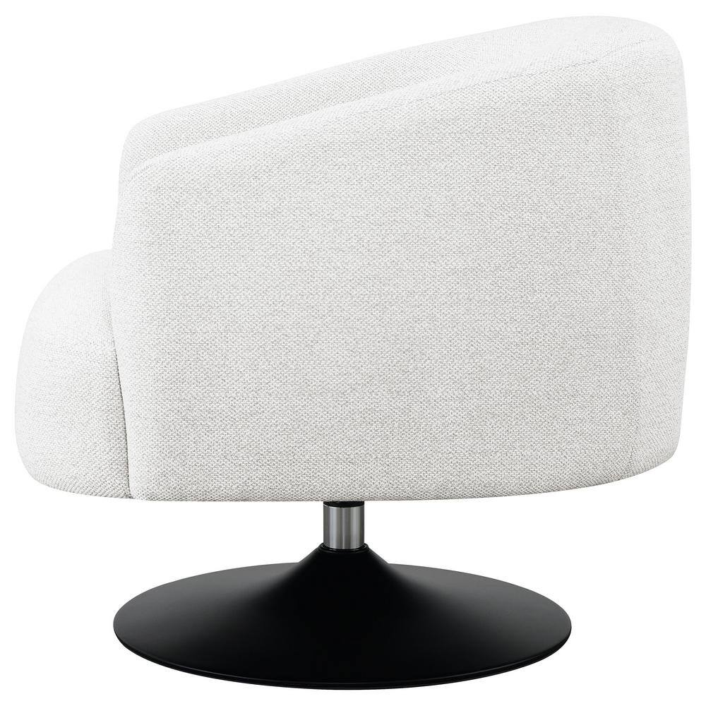 Beige Barrel Swivel Accent Chair with Metal Pedestal Base