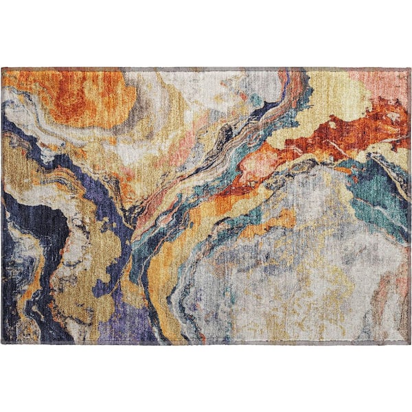Mayfield Premium Machine Washable Abstract AMF1908 Linen 2 ft. x 3 ft. Area Rug
