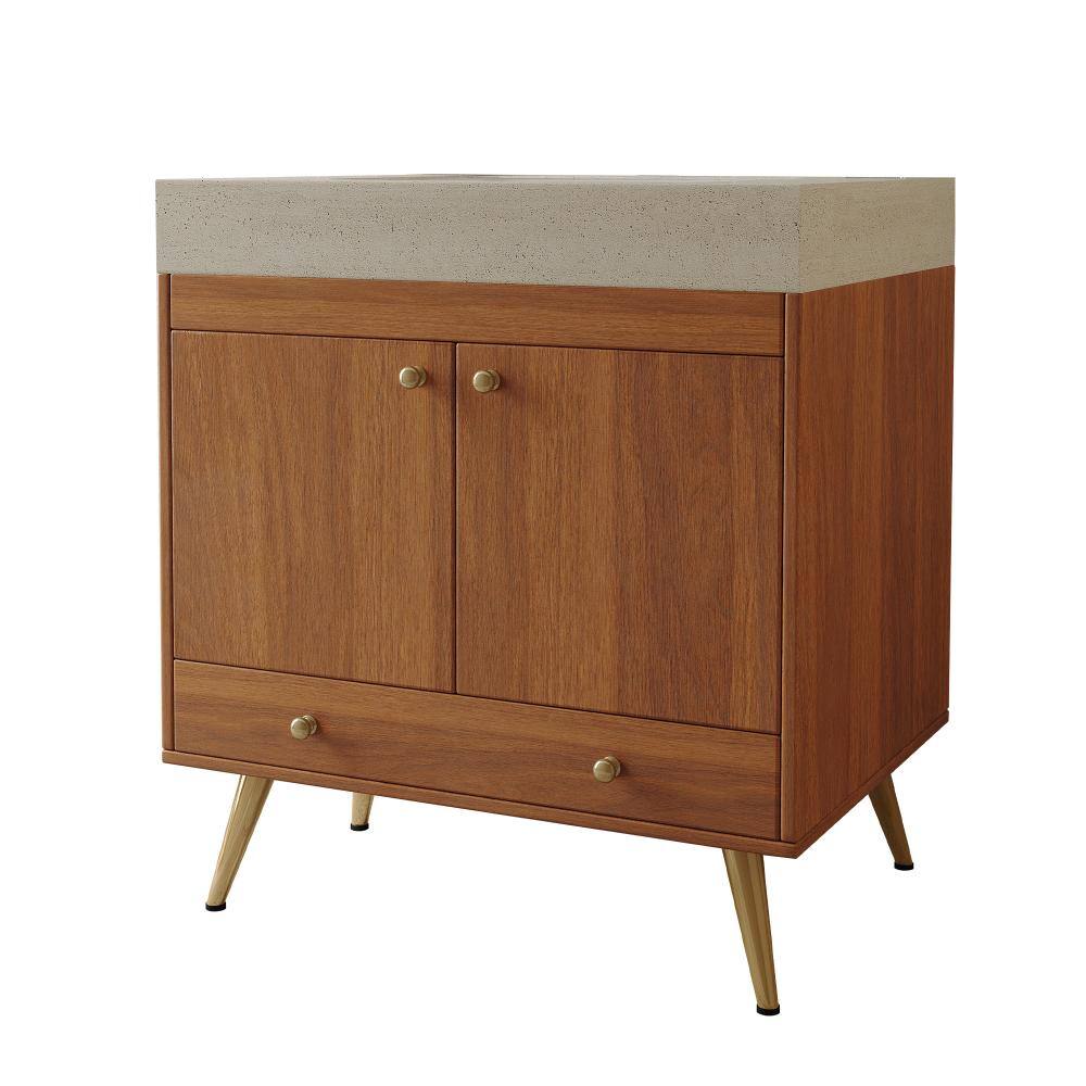 "Mid-Century Free-standing Bathroom Vanity with Faux Marble Top & Ceramic Sink, 30"" Double Door Storage Cabinet, Waterpro" price history on PriceWatchPro