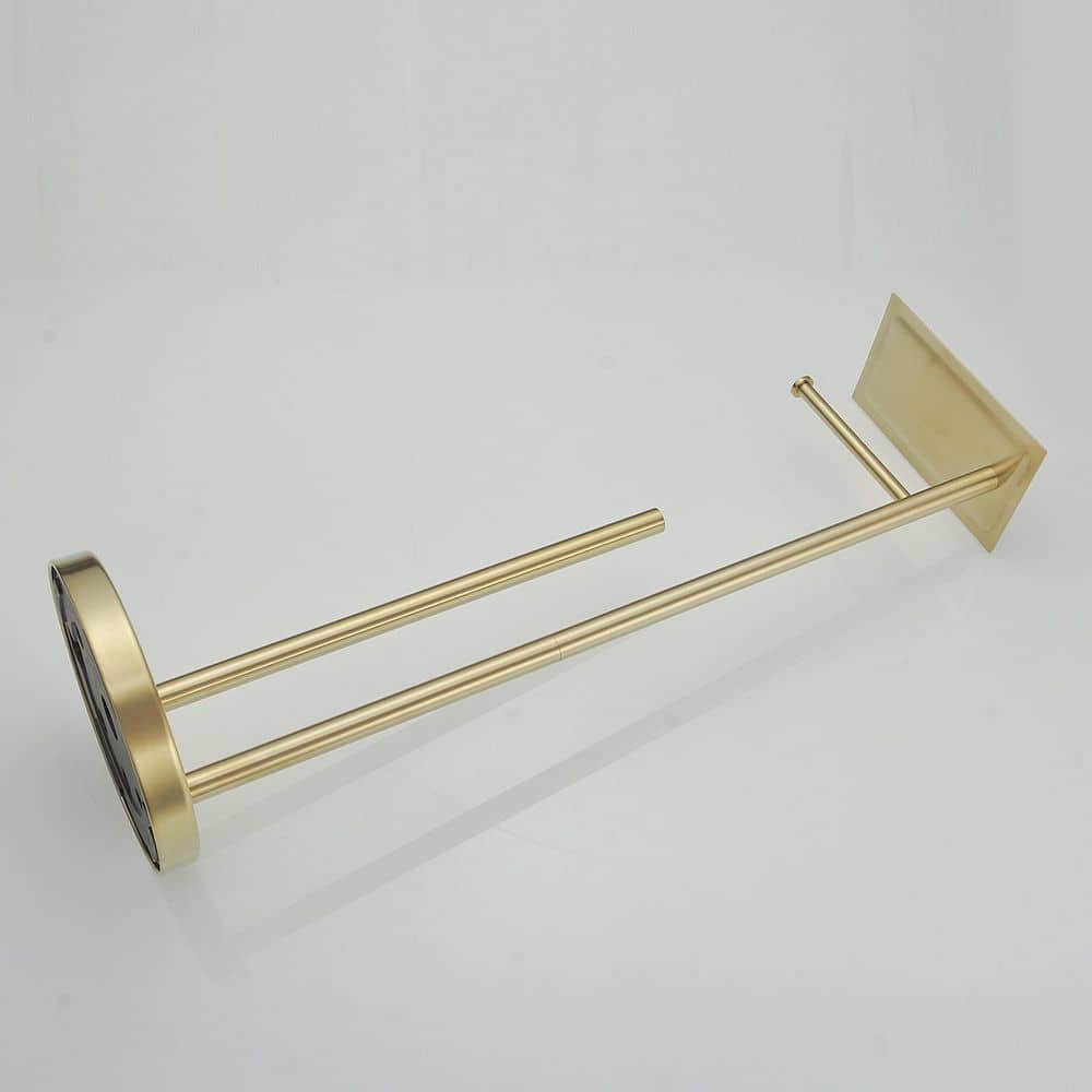 Brushed Gold Freestanding Toilet Paper Holder with Storage Shelf