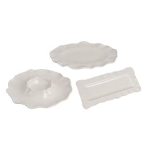 8.5 in. White Porcelain Melamine Serving Platter Collection Set of 3