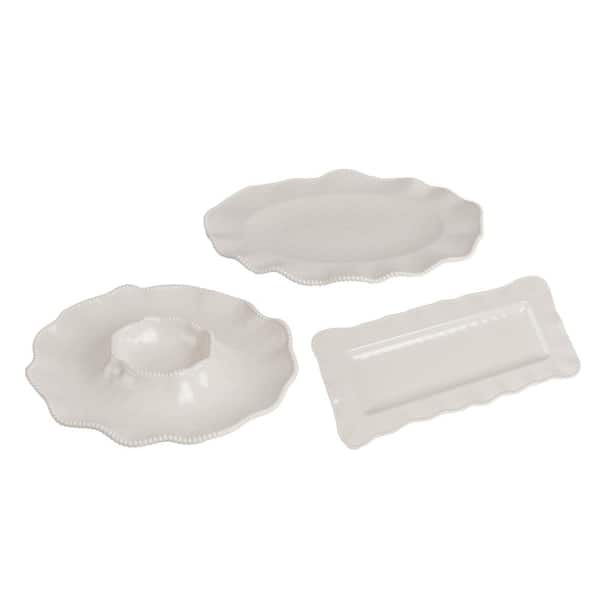 Unbranded 8.5 in. White Porcelain Melamine Serving Platter Collection Set of 3