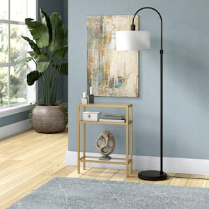 Sivil 22 in. Brass Rectangle Glass Console Table