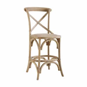 Posey 41.25"H Grey Wash X-Back Elm Wood 24.5" Seat Height Counter Stool
