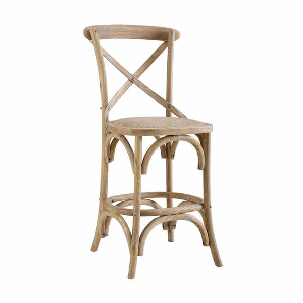Linon Home Decor Posey 41.25"H Grey Wash X-Back Elm Wood 24.5" Seat Height Counter Stool
