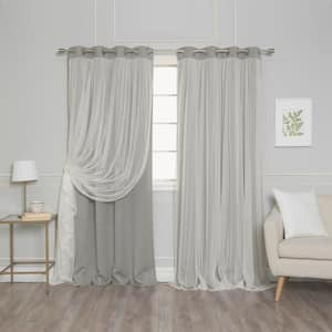 Dove Tulle Polyester Solid 52 in. W x 108 in. L Grommet Blackout Curtain (Set of 2)