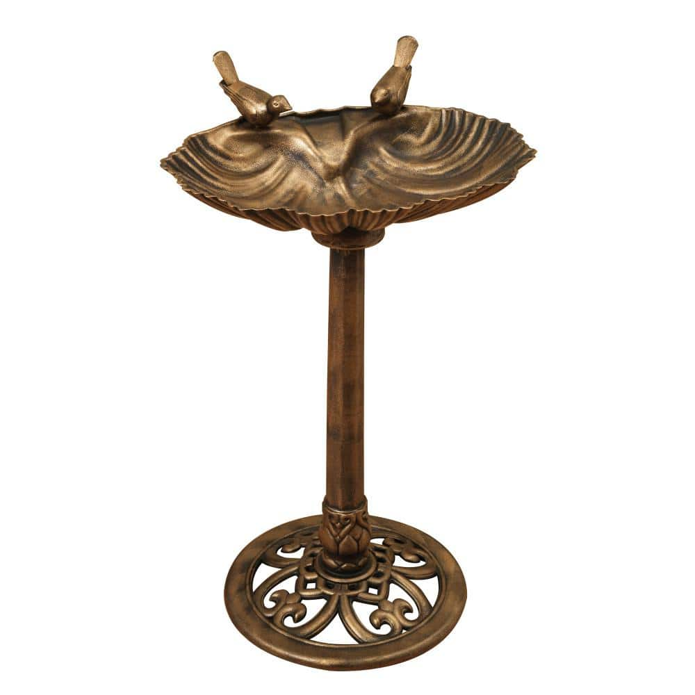 Gerson Resin Bronze Sea Shell Birdbath 2200230EC - The Home Depot