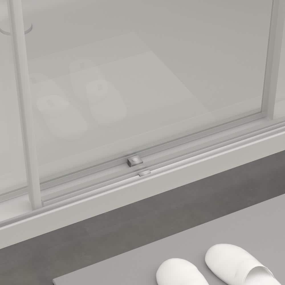 73 in Brushed Silver Frameless Double Sliding Shower Door