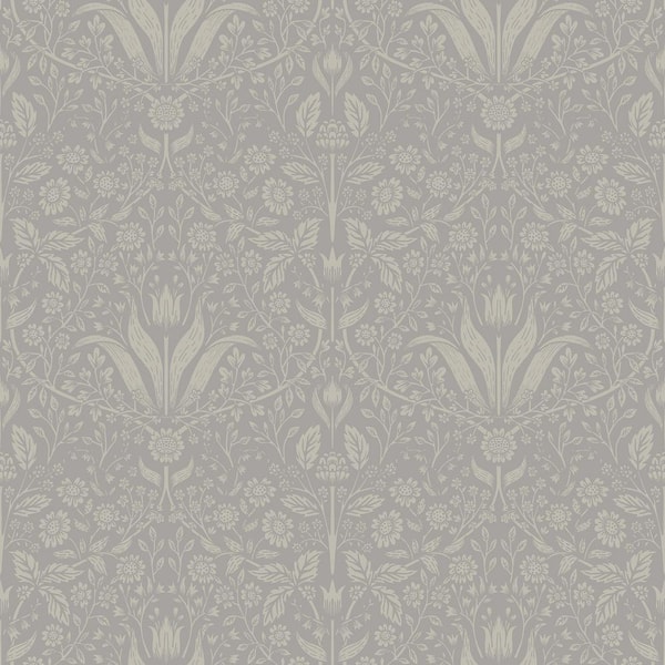 A-Street Prints Mara Grey Tulip Ogee Wallpaper Sample