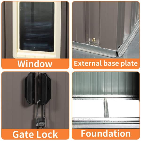 6 ft. W x 5 ft. D Metal Storage Shed Outdoor Tool Room with Windows and Transparent Plate, Gray (27.6 sq. ft.)